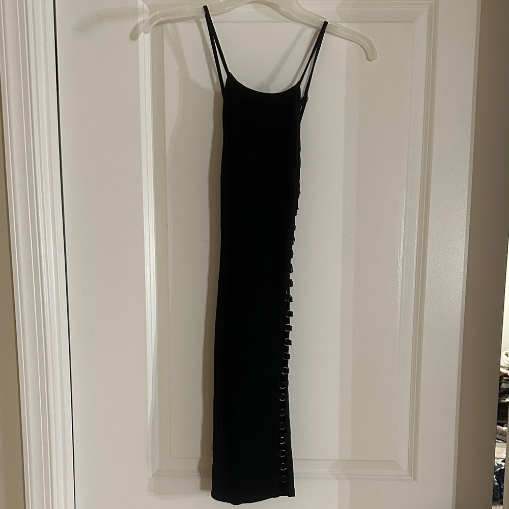 Peep Side Slit Black Bodycon Dress - Small - Used